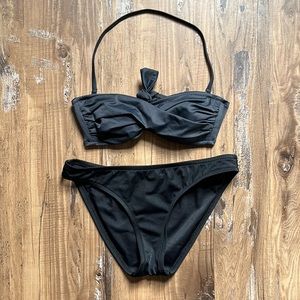 J. Crew Black and Dark Gray Bikini Set